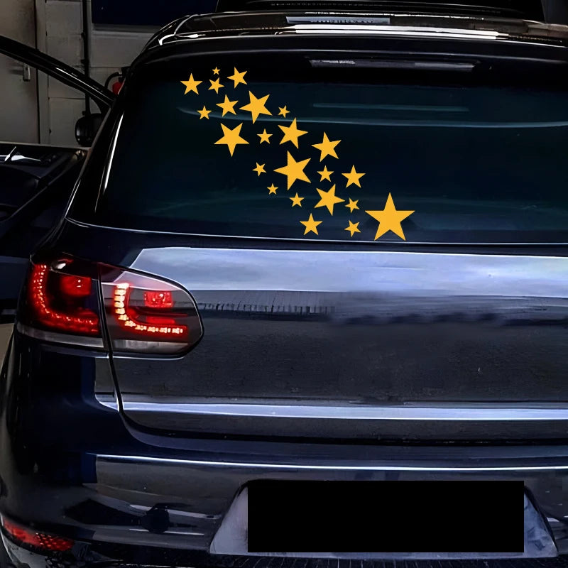 Reflektierender Autoaufkleber mit fünfzackigem Stern, kreativer Vinyl-Aufkleber für Laptop, Motorrad, wasserdicht und langlebig