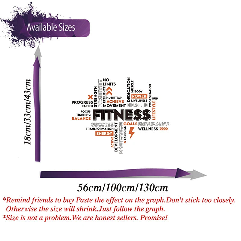 Große Fitness-Wörter, inspirierendes Zitat, Wandaufkleber, Fitnessstudio, Crossfit, Training, Power, motivierendes Zitat, Wandaufkleber, Heimdekoration