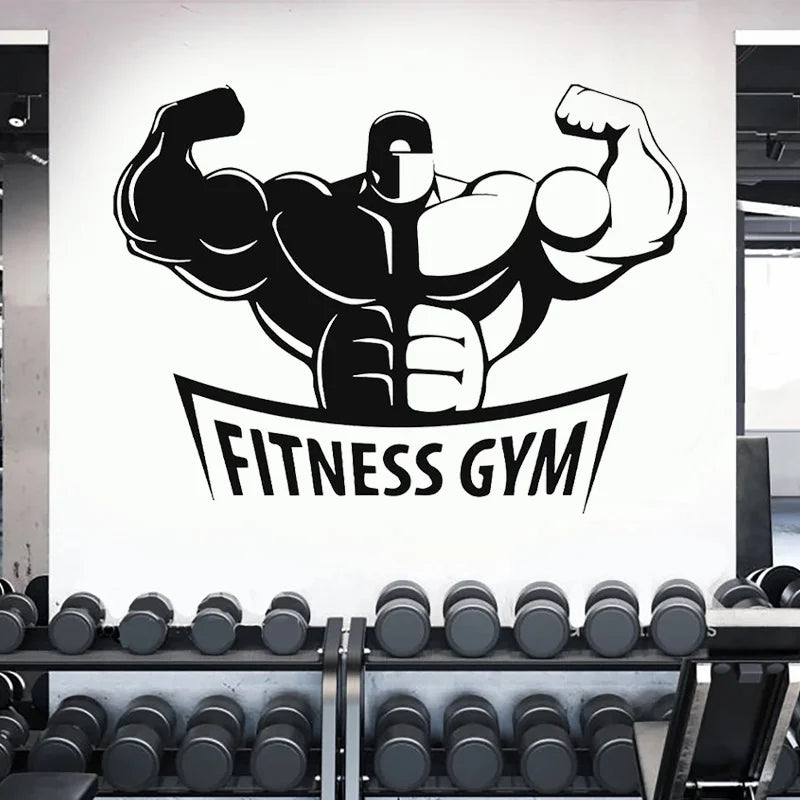 Bodybuilder Gym Zeichen Fitness Club Coach Sport Muskeln Wand Aufkleber Vinyl Home Decor Decals Interieur Kunst Wandbild Tapete S009