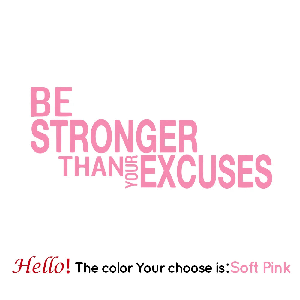 Wandaufkleber „Be Stronger Than Your Excuses“, Zitat für Fitnessstudio, Klassenzimmer, motivierend, inspirierend, Frase, Wandaufkleber, Fitness, Crossfit