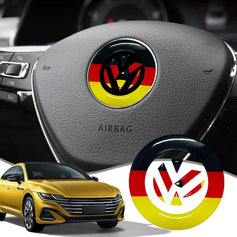 Für VW Golf 6 7 Polo 9N Passat B7 Tiguan Touran Magotan Lavida Scirocco Auto Lenkrad Trim Aufkleber Deutsche Flagge Stil Aufkleber
