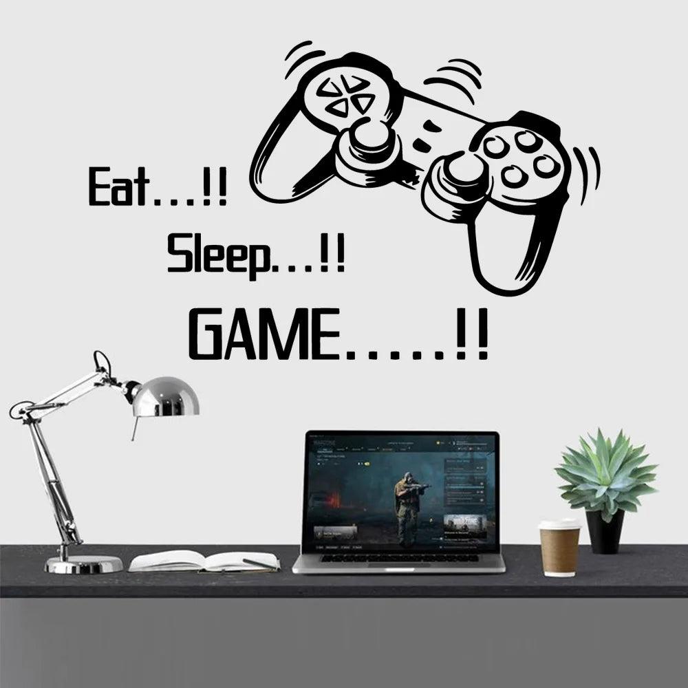 1pc Gamer Wand Kunst Aufkleber Für Kinderzimmer Dekor Spiel Griff Frase Vinyl Aufkleber Für Kinder Schlafzimmer Tür abziehbilder