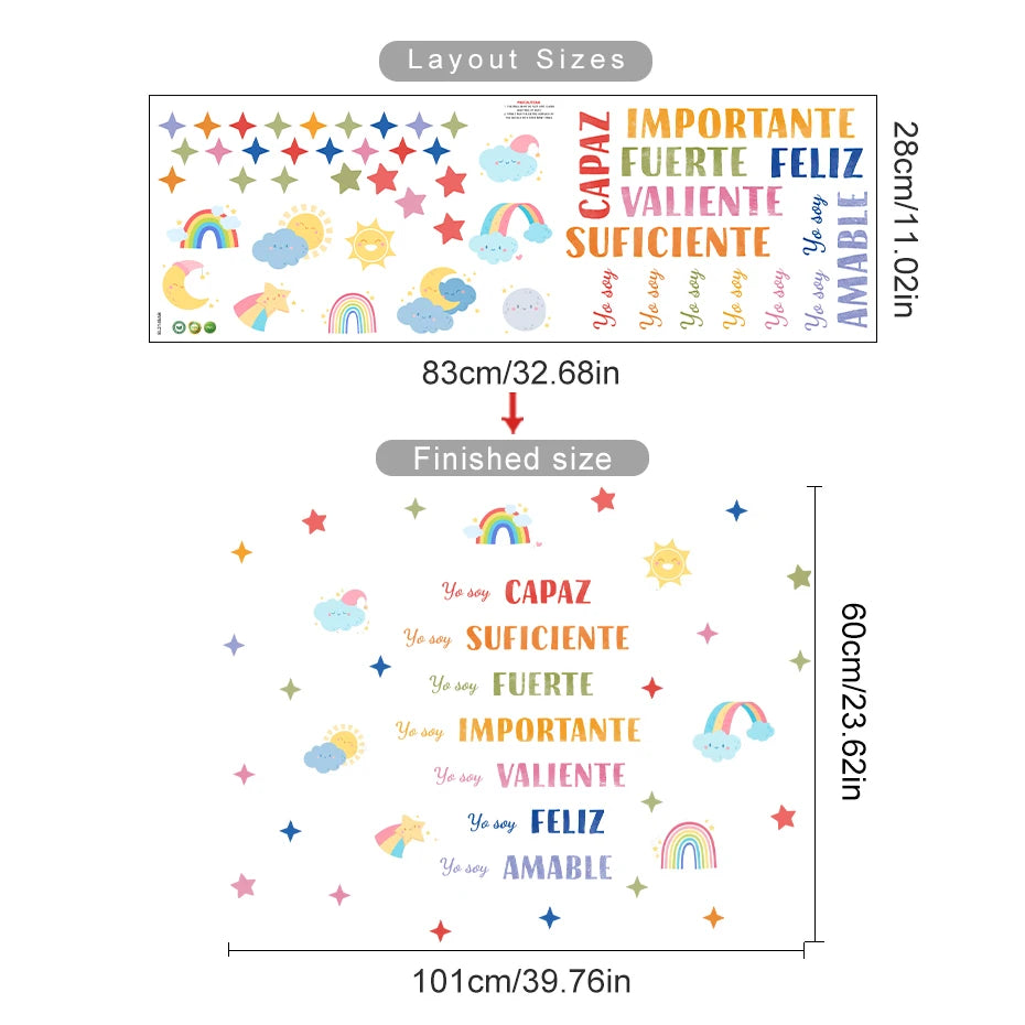 Spanische Dinge zum Erinnern, spanische Therapie, Büro-Dekoration, Wandaufkleber für Kinderzimmer, Schlafzimmer, Kinderzimmer, Heimdekoration, Wandaufkleber