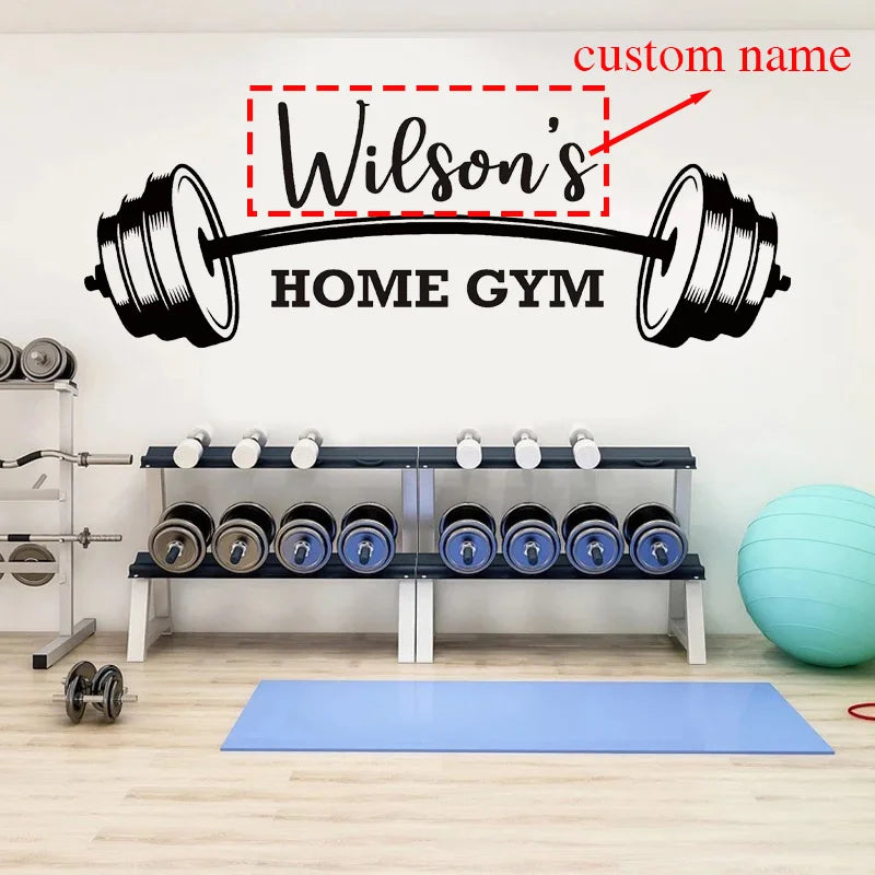 Personalisierter Wandaufkleber mit Namen für Zuhause, Fitnessstudio, Vinyl, motivierend, inspirierend, Workout, Bodybuilding, Kunst, Dekor, Fitness-Aufkleber, Wandbild Z547