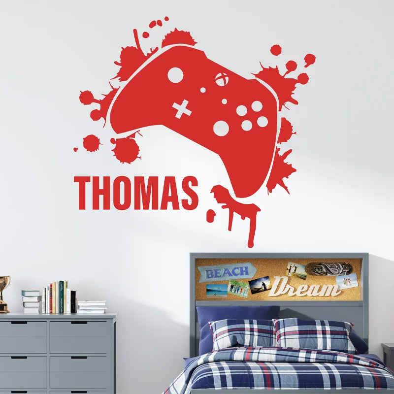 Personalisierter Gamer-Namen-Wandaufkleber, Vinyl, moderne Heimdekoration, Kinderzimmer, Schlafzimmer, Spielzimmer, individuelle Namensaufkleber, Gaming Zone Z566