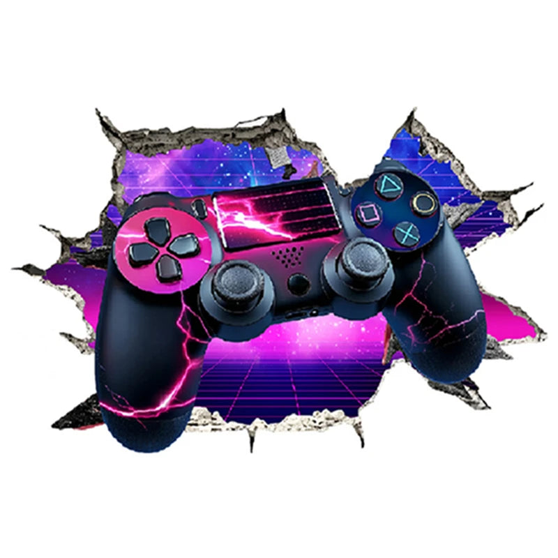 Größeres Spielposter, 3D-Wandloch-Kunst, coole Gamer-Zone, Gamepad, Vinyl-Wandaufkleber, Heimdekoration für Kinderzimmer, Gaming-Zimmer