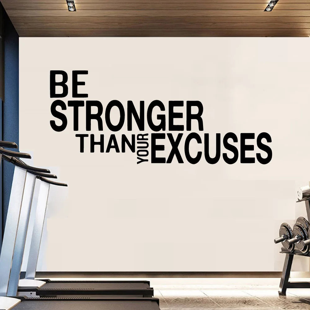 Wandaufkleber „Be Stronger Than Your Excuses“, Zitat für Fitnessstudio, Klassenzimmer, motivierend, inspirierend, Frase, Wandaufkleber, Fitness, Crossfit