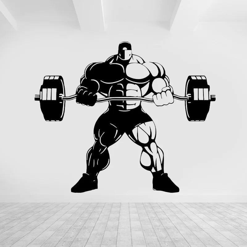 Große Größe Bodybuilder Gym Fitness Coach Sport Muskeln Wandtattoo Vinyl Kunst Wandaufkleber Gym Club Gewichtheben Tapete S011