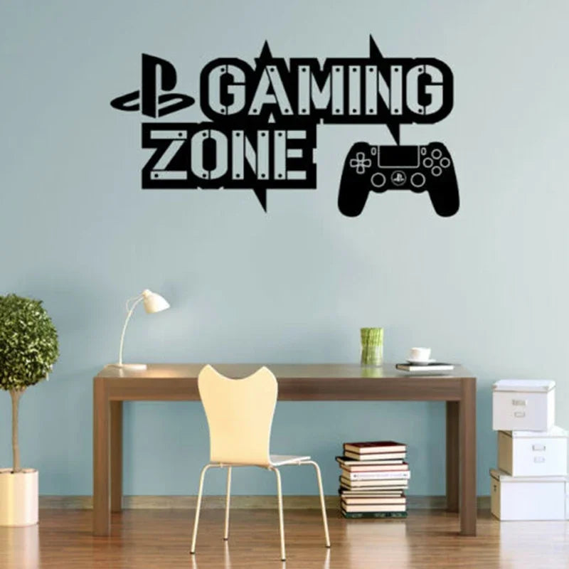 Ps4 gaming zone wand aufkleber spielen controller gamer vinyl aufkleber abnehmbare kinder schlafzimmer wand dekoration wandbild y285