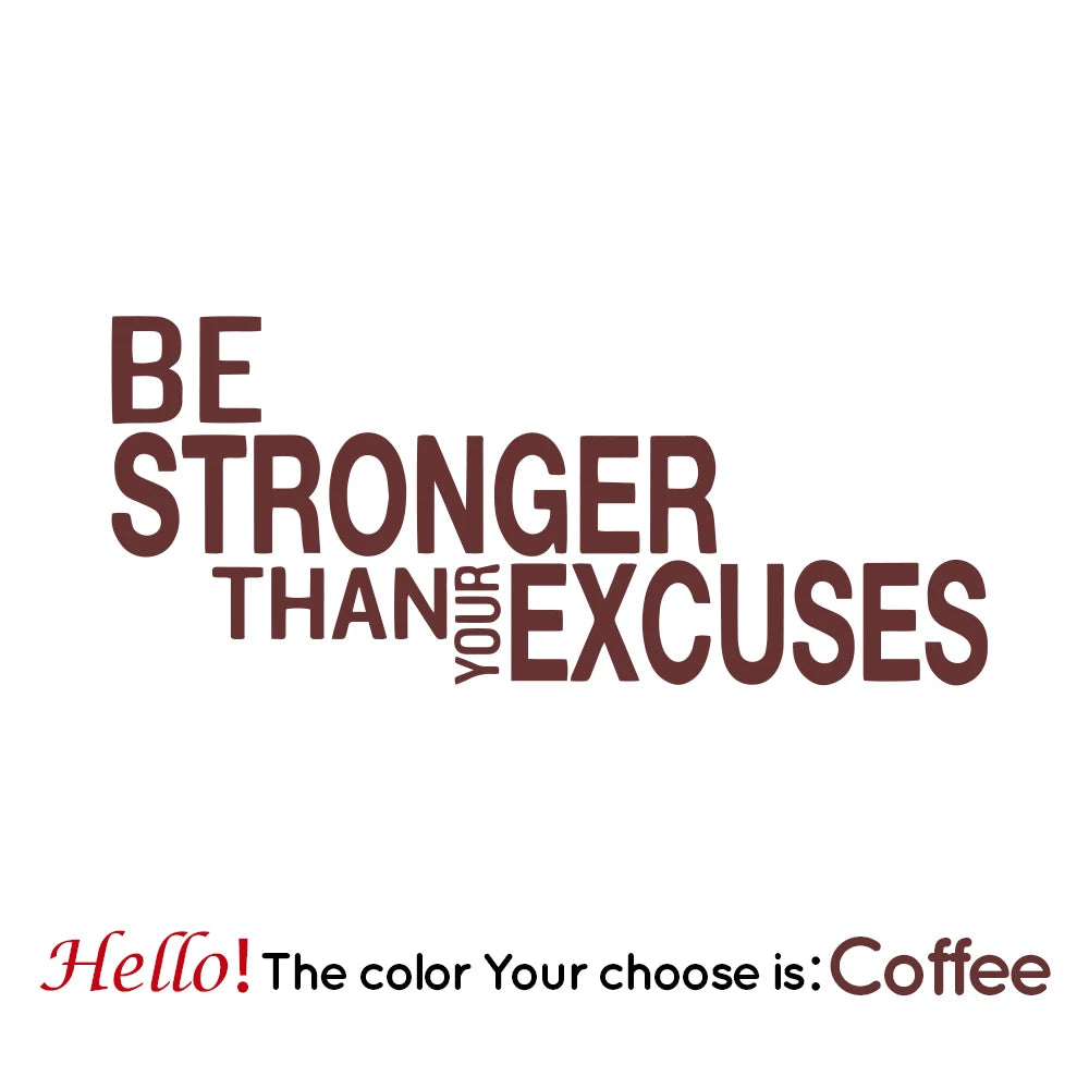 Wandaufkleber „Be Stronger Than Your Excuses“, Zitat für Fitnessstudio, Klassenzimmer, motivierend, inspirierend, Frase, Wandaufkleber, Fitness, Crossfit