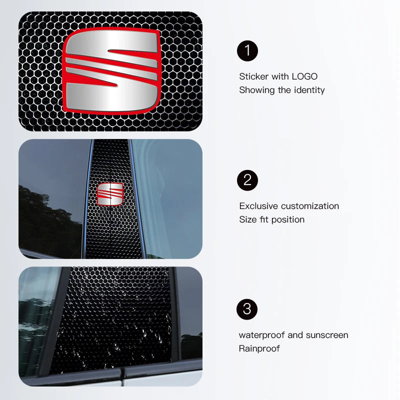 2Pcs Auto B-säule Aufkleber Tür Mitte Säule Anti-Scratch Aufkleber Für Seat Cupra FR Leon Ibiza Mk3 5F 6J Ateca Sportcoup Exeo