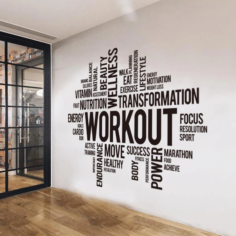 Arbeit heraus Worte Wand Abziehbilder Gym Workout Wort Wolke Wand Aufkleber Büro Crossfit Fitness Inspirational Motivation Wand Aufkleber