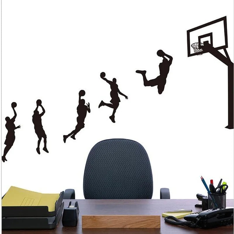 Basketball-Spieler Laup Wandaufkleber, Vinyl, handgefertigte Wandaufkleber für Kinderzimmer, Kinderzimmer-Dekoration, Sport-Aufkleber für Jungenzimmer H008