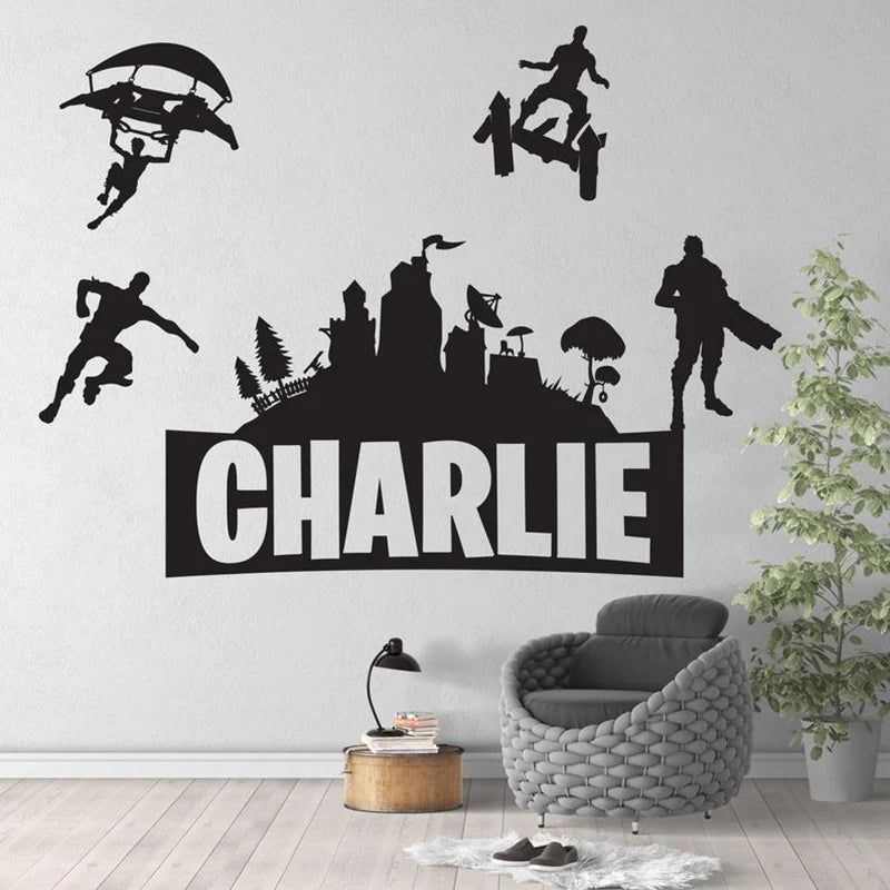 Benutzerdefinierte Name Wandaufkleber Jungen Gaming Zimmer