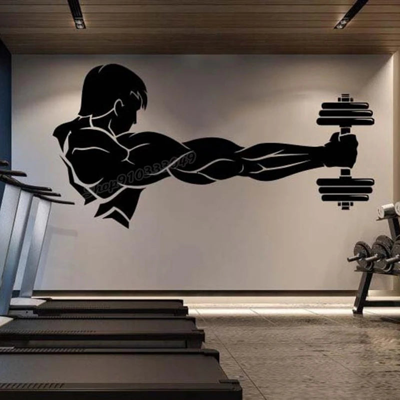 Gym Vinyl Wand Aufkleber Workout Athletisch Gym Muscle Logo Fitness Beast Barbell Bodybuilding Gesunde Wand Aufkleber für Gym Decor B264