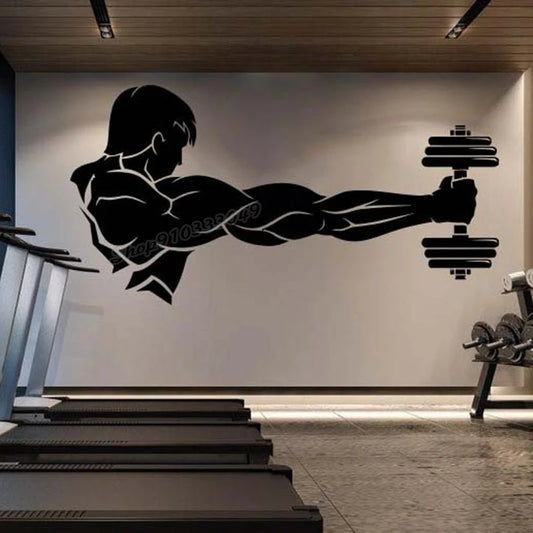 Gym Vinyl Wand Aufkleber Workout Athletisch Gym Muscle Logo Fitness Beast Barbell Bodybuilding Gesunde Wand Aufkleber für Gym Decor B264