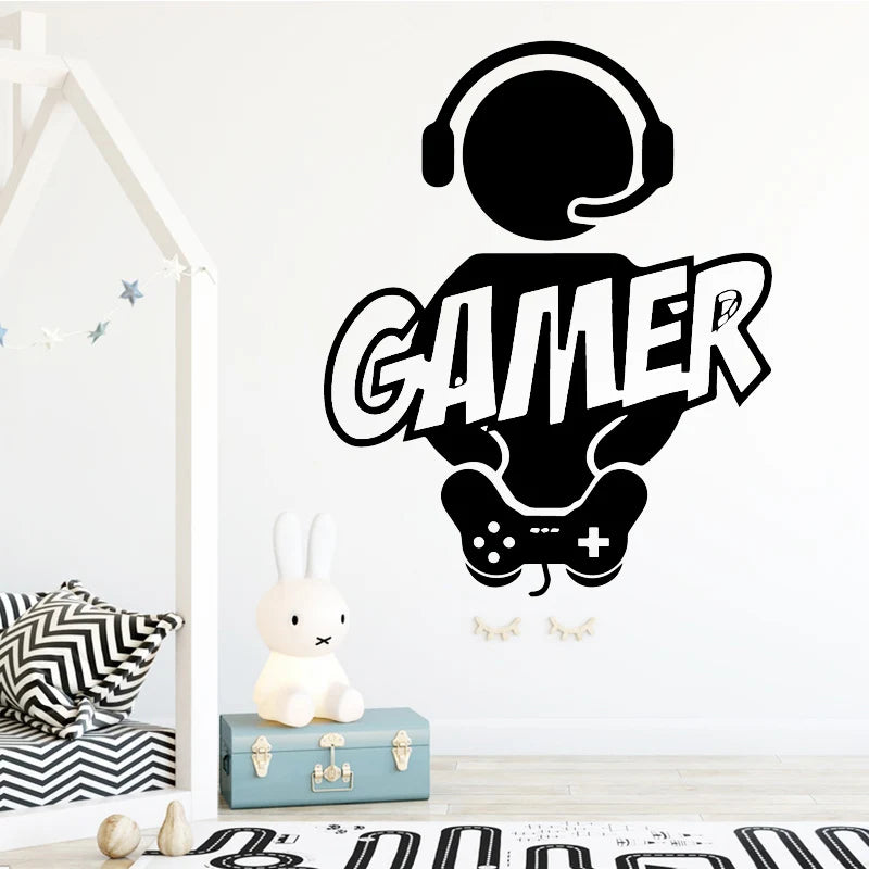 Geschnitzte Gamer Wand Aufkleber Vinyl Wandbild Tapete Für Kinder Jungen Zimmer Dekoration Decals Ps4 Gaming Poster Dekor Tür Aufkleber