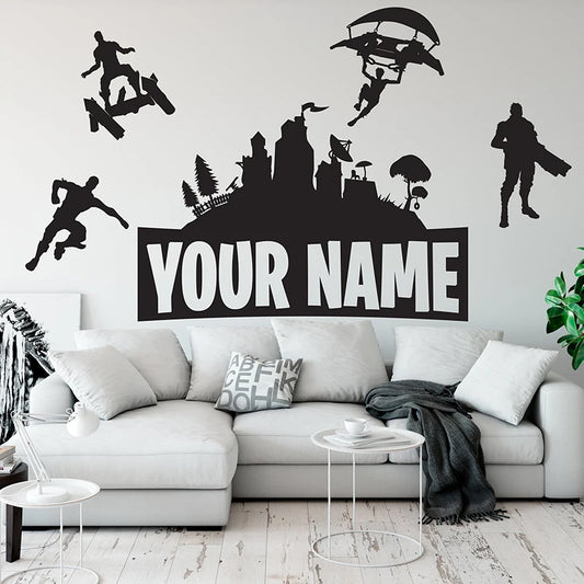 Benutzerdefinierte Name Wandaufkleber Jungen Gaming Zimmer