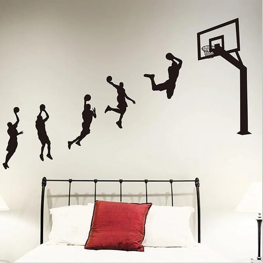 Basketball-Spieler Laup Wandaufkleber, Vinyl, handgefertigte Wandaufkleber für Kinderzimmer, Kinderzimmer-Dekoration, Sport-Aufkleber für Jungenzimmer H008