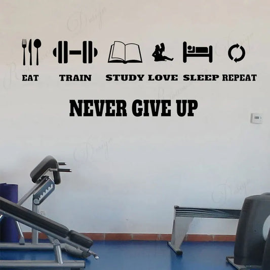 Gym Motivation Zitat Vinyl Aufkleber Nie Geben Up Workout Fitness Wand Aufkleber
