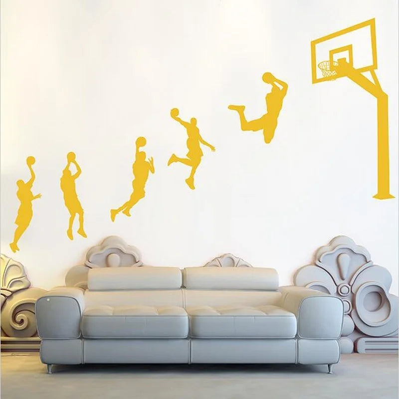Basketball-Spieler Laup Wandaufkleber, Vinyl, handgefertigte Wandaufkleber für Kinderzimmer, Kinderzimmer-Dekoration, Sport-Aufkleber für Jungenzimmer H008