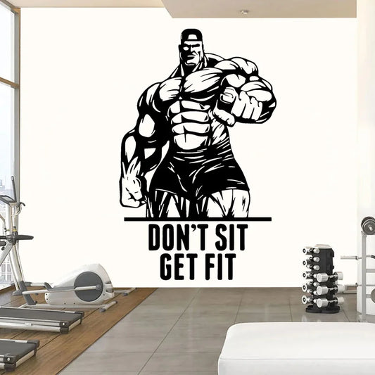 Nicht Sitzen Erhalten Fit Zitate Bodybuilder Gym Club Fitness Coach Sport Muskeln Wand Aufkleber Vinyl Decor Abnehmbare Decals Wandbild s008