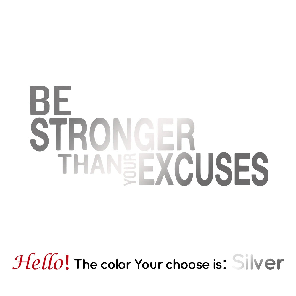 Wandaufkleber „Be Stronger Than Your Excuses“, Zitat für Fitnessstudio, Klassenzimmer, motivierend, inspirierend, Frase, Wandaufkleber, Fitness, Crossfit