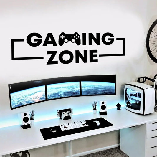 Gaming Zone Videospiel Wandtattoo Gaming Zimmer Vinyl Home Decor Aufkleber Playstation Controller Aufkleber Geschenk für Gamer Wandbild AB27