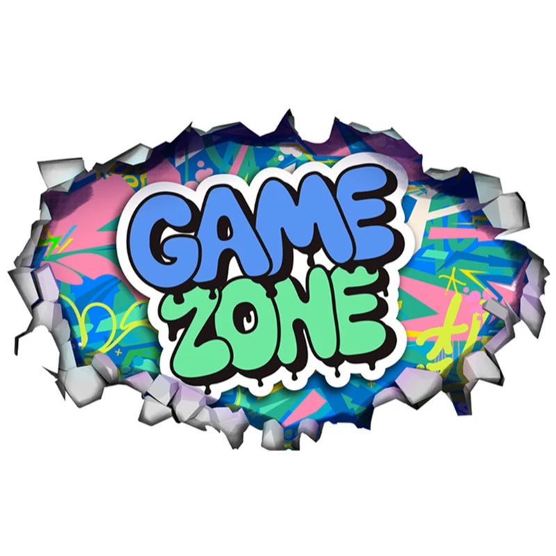 Größeres Spielposter, 3D-Wandloch-Kunst, coole Gamer-Zone, Gamepad, Vinyl-Wandaufkleber, Heimdekoration für Kinderzimmer, Gaming-Zimmer
