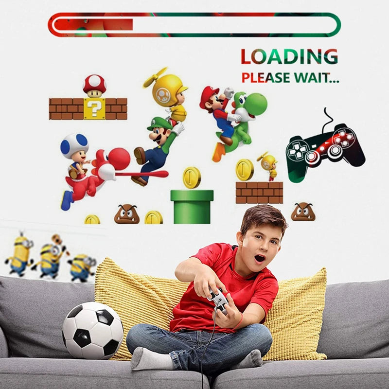So Funny Cartoon Game Vinyl-Wandaufkleber für Heimdekoration, Kinderzimmer, Schlafzimmer, Super Boy Gamer, DIY-Puzzle, Gaming-Poster-Aufkleber