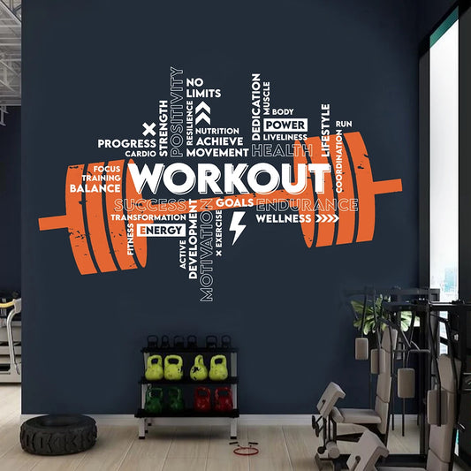 Großer Wandaufkleber für Fitnessstudio, Workout, Langhantel, Sport, Fitness, Crossfit, inspirierendes motivierendes Zitat, Bodybuilding-Dekor
