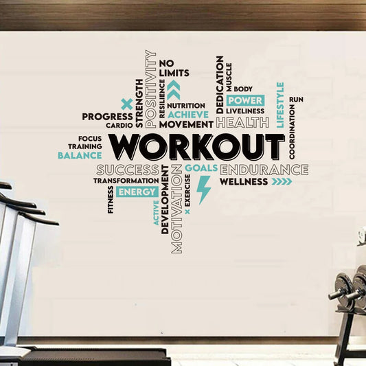 Wandaufkleber für Workout, Fitnessstudio, motivierende Worte, Fitnessstudio, Fitness, Collage, Erfolg, Gesundheit, Wandaufkleber, Vinyl-Dekor