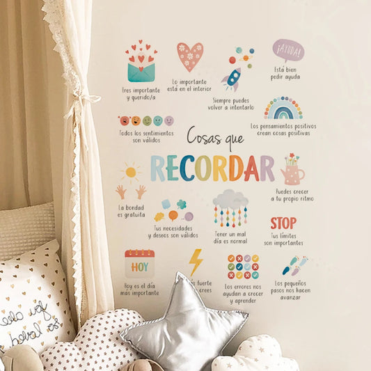 Spanische Dinge zum Erinnern, spanische Therapie, Büro-Dekoration, Wandaufkleber für Kinderzimmer, Schlafzimmer, Kinderzimmer, Heimdekoration, Wandaufkleber