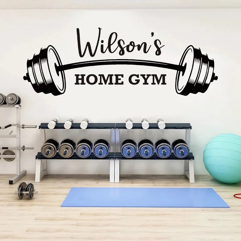 Personalisierter Wandaufkleber mit Namen für Zuhause, Fitnessstudio, Vinyl, motivierend, inspirierend, Workout, Bodybuilding, Kunst, Dekor, Fitness-Aufkleber, Wandbild Z547