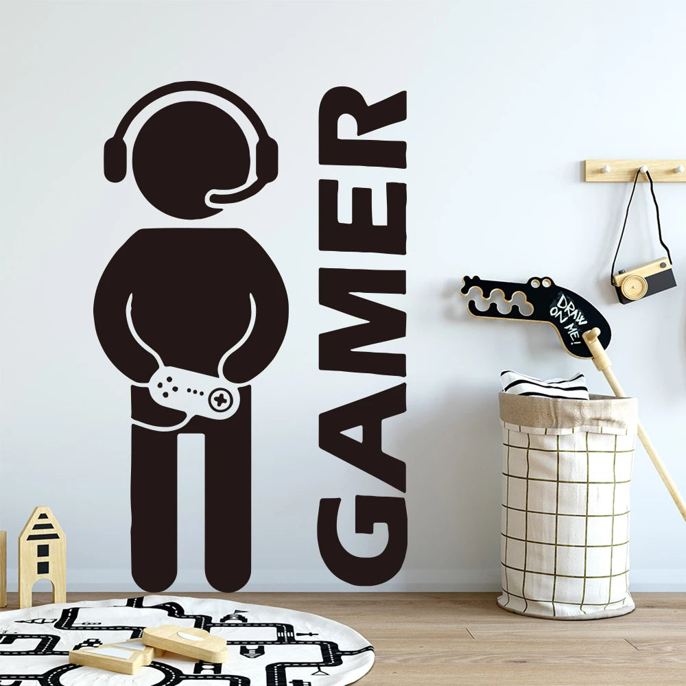 Erstellen Sie Gamer Wandaufkleber Vinyl Wandbild Tapete für Kinder Jungen Zimmer Dekoration Aufkleber Ps4 Gaming Poster Dekor Türaufkleber