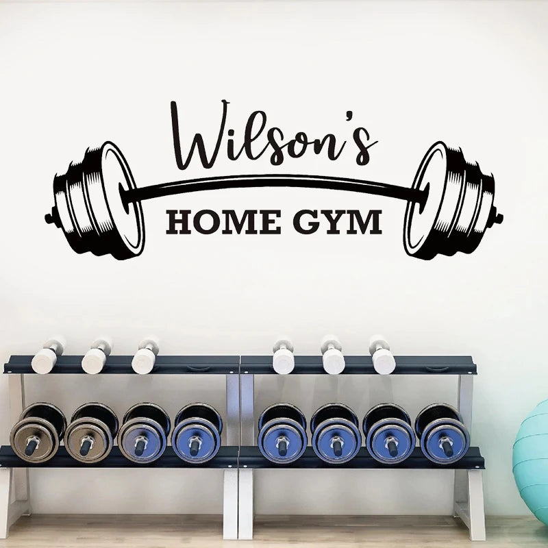 Personalisierter Wandaufkleber mit Namen für Zuhause, Fitnessstudio, Vinyl, motivierend, inspirierend, Workout, Bodybuilding, Kunst, Dekor, Fitness-Aufkleber, Wandbild Z547