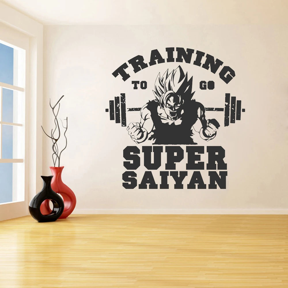 Gym Training Langhantel Wandaufkleber Fitness Crossfit Übung Anime Wandtattoo für Gym Dekor Vinyl Aufkleber A336