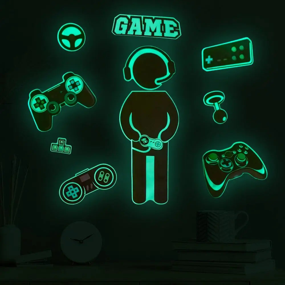 Cosmic Starry Sky Game Handle Gaming Zone Video Home Decor Leuchtender kreativer dekorativer, im Dunkeln leuchtender Wandaufkleber für das Wohnzimmer