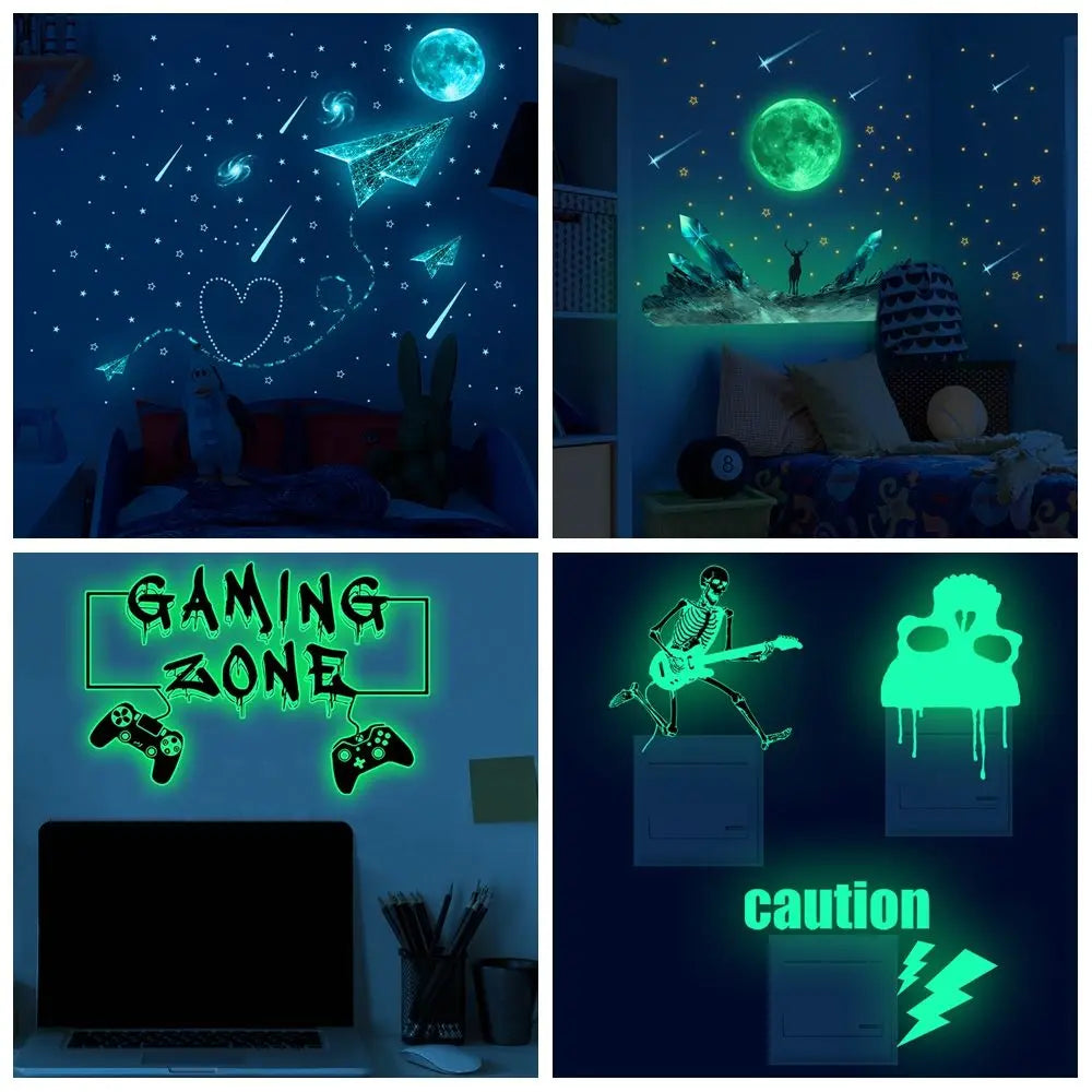 Cosmic Starry Sky Game Handle Gaming Zone Video Home Decor Leuchtender kreativer dekorativer, im Dunkeln leuchtender Wandaufkleber für das Wohnzimmer