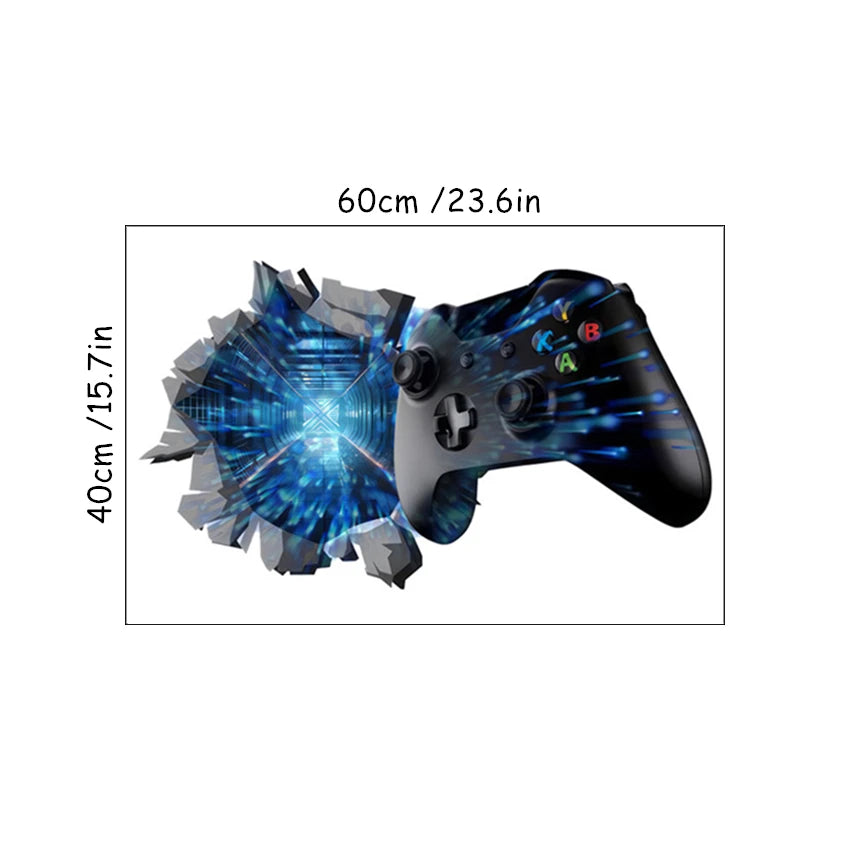 3D Broken Wall Hole Art Gamer Gamepad Vinyl Wandaufkleber für Zuhause Kinderzimmer Junge Schlafzimmer Play Zone Dekoration Videospiel Poster
