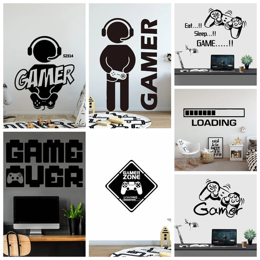 1pc Gamer Wand Kunst Aufkleber Für Kinderzimmer Dekor Spiel Griff Frase Vinyl Aufkleber Für Kinder Schlafzimmer Tür abziehbilder